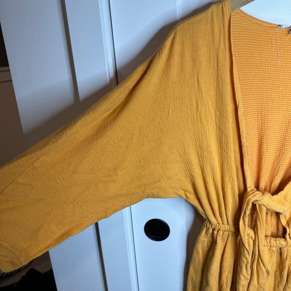 Free People Beach Endless Nights Yellow Tie Front Size Slit Maxi Dress Size XS - Picture 3 of 10
